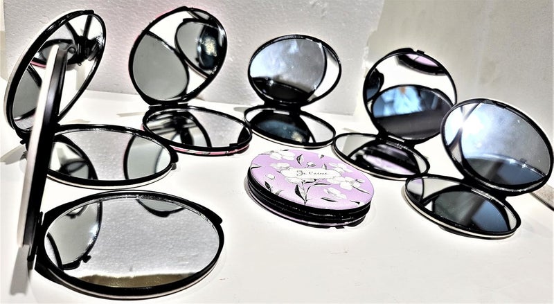 Pocket Makeup Mirror for Travel Double Sided Magnifying Compact Handbag Cosmetic Mirror Handheld Foldable Portable Mirror Round  - Image 2