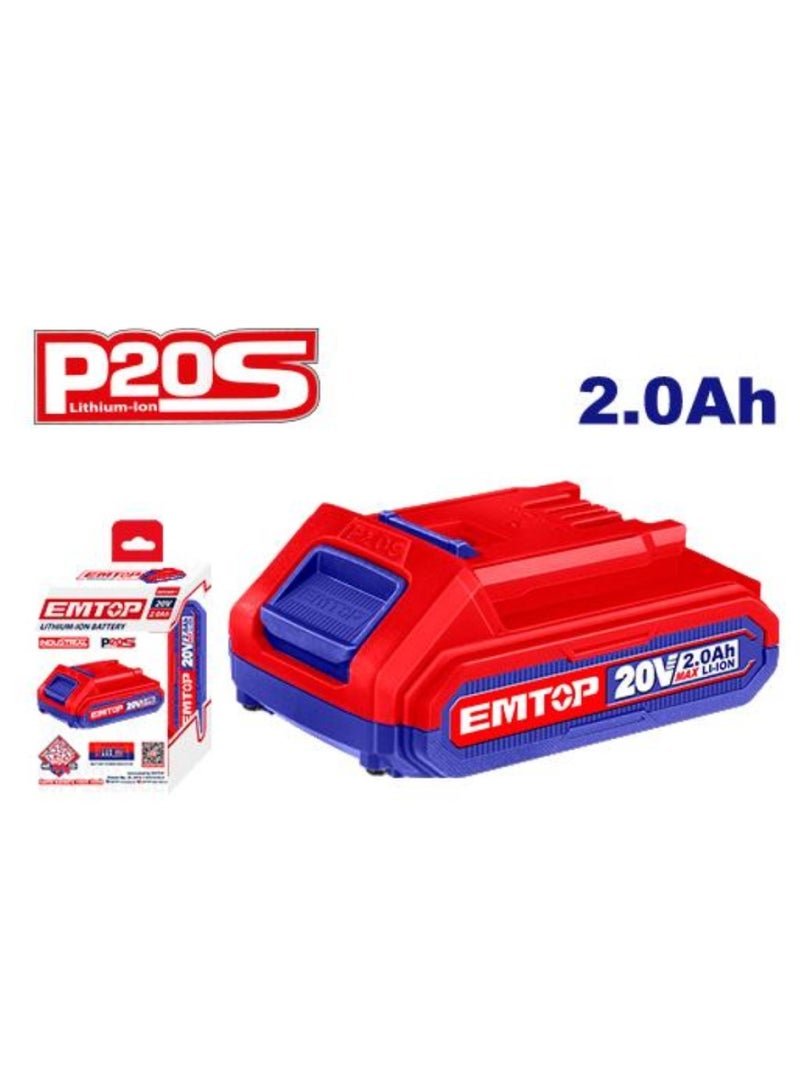 امتوب بطارية EMTOP P20S ليثيوم أيون – 20 فولت / 2.0Ah 