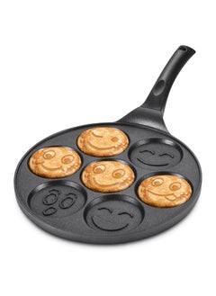 MISUTA Grill Pan Nonstick Griddle Pancake Maker Mini Pancake and 7 Smiling Face Cups Pan Breakfast Crepe for Kids, Black