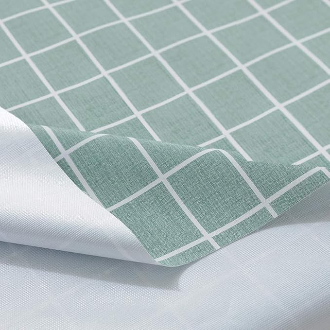 Rustic Water-Resistant PVC Tablecloth - Green Checkered Oil-proof Table Cover, 120 x 160 cm - Image 1