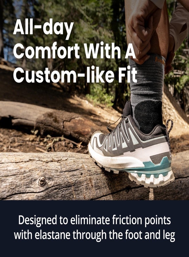 Balega Hike Merino Wool Hiking Socks, Anatomical Fit with Medium Cushioning, Moisture Wicking Drynamix™ Yarn, Mesh Venting, V-Tech Compression, Reinforced Heel, Black, Large - Image 4