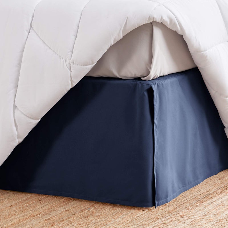 SLEEP ZONE Pleated Bed Skirts Queen Size, 15 inch Tailored Drop Easy Fit Bedskirt, Anti-Static, Fade Resistant (Queen, Navy Blue) - Image 4