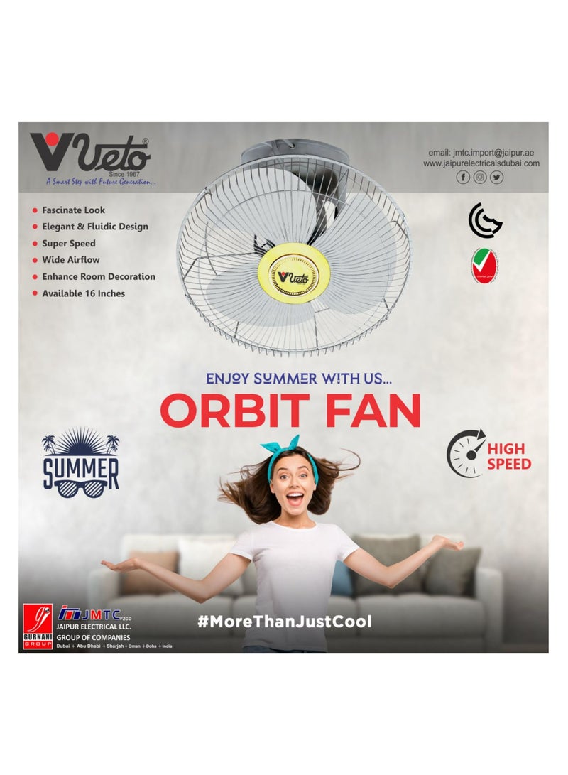 Veto فيتو 2 قطعة مروحة سقف اوربت 16 بوصة 40 وات مع 3 سرعات تحكم طقم 2 قطعة - Image 1