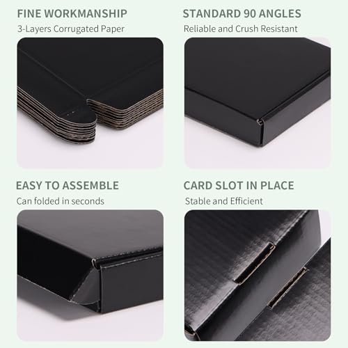 Rempry 7x5x1 Inches Black Shipping Boxes Pack of 50, Cardboard Corrugated Mailer Boxes for Packaging Small Business, Small Gift Boxes for Mailing Present - Image 3