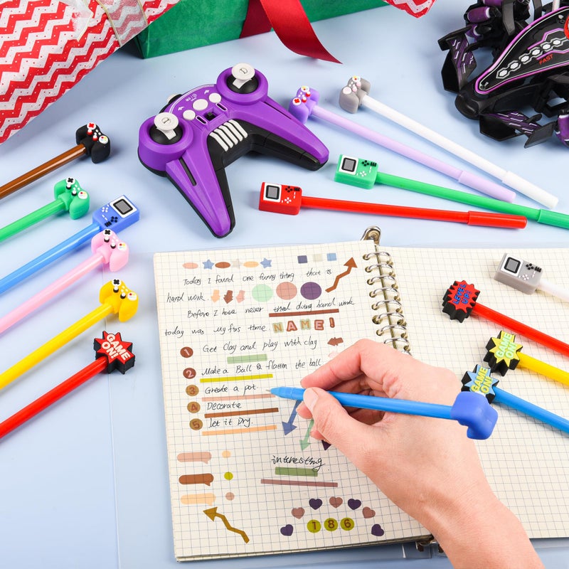 LiYiQ 100 Pcs Video Game Party Favors Cartoon Cute Fun Pens Kawaii Games Handle Level Up Games Console Shape Gel Black Ink Pen Cute Video Game Pens for Office Home Present - Image 2