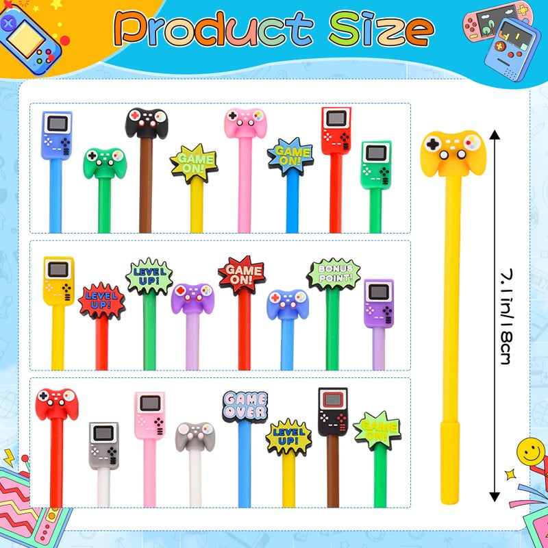 LiYiQ 100 Pcs Video Game Party Favors Cartoon Cute Fun Pens Kawaii Games Handle Level Up Games Console Shape Gel Black Ink Pen Cute Video Game Pens for Office Home Present - Image 3
