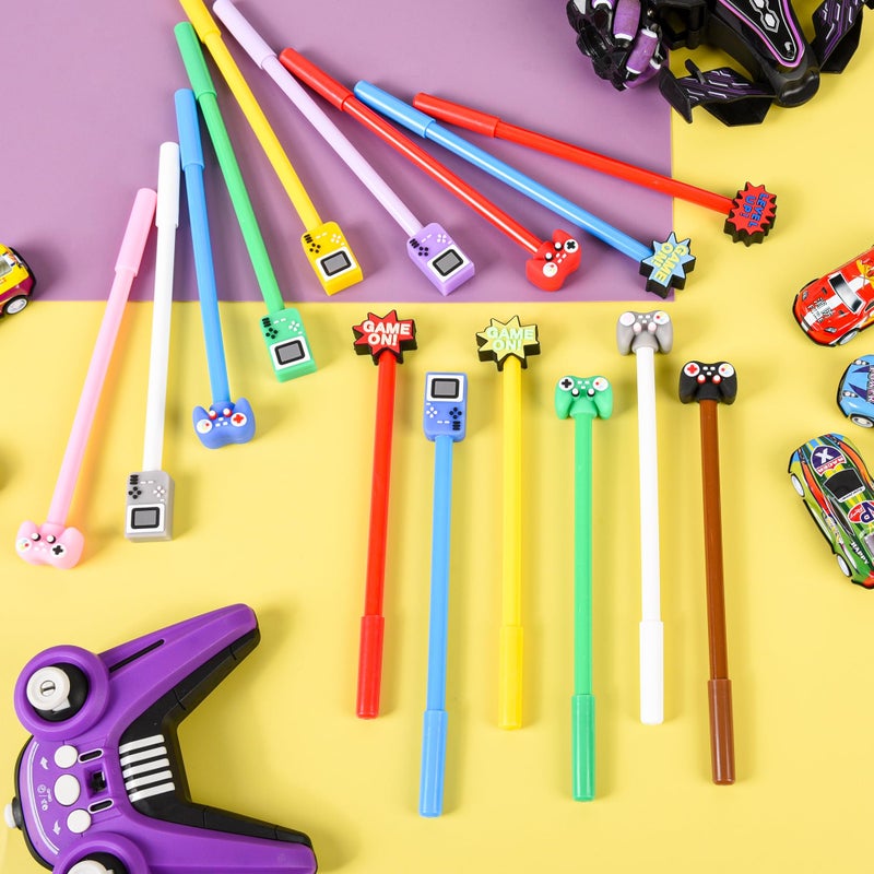 LiYiQ 100 Pcs Video Game Party Favors Cartoon Cute Fun Pens Kawaii Games Handle Level Up Games Console Shape Gel Black Ink Pen Cute Video Game Pens for Office Home Present - Image 5