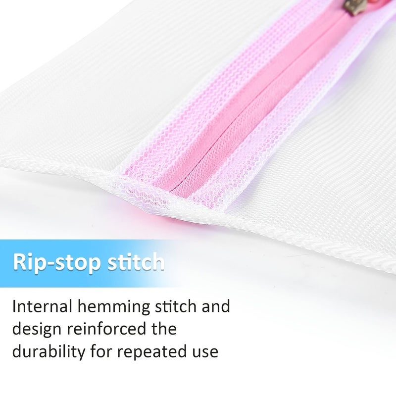 طقم من 3 أكياس غسيل شبكية صغيرة ومتوسطة وكبيرة للملابس الرقيقة، حمالات الصدر، الجوارب، بسحاب من البوليستر - Image 3