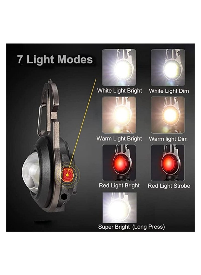 Generic - Mini Flashlight, 800Lumens Bright Rechargeable COB Keychain Flashlights, Multifunction Portable Pocket Light, 7 Lights Mode Emergency FlashLight with Magnet Mini Work Light for outdoor, travel - Image 1