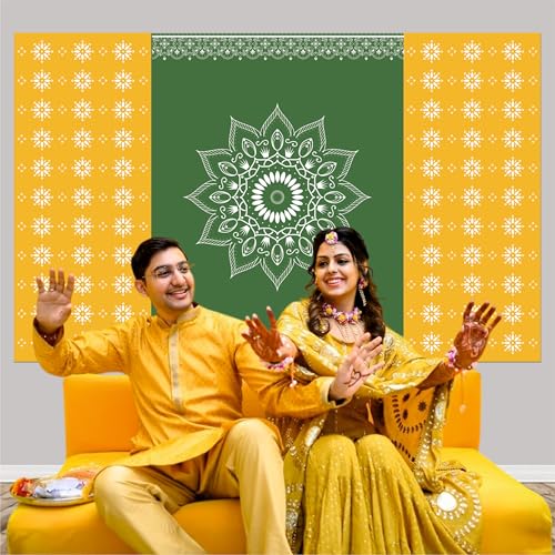 Party Baazaar Backdrop for Pooja | Ganpati Decoration Background | House Warming Decoration Backdrop (Pack of 1, Multicolor, Size: 8x5 Feet) - Image 3