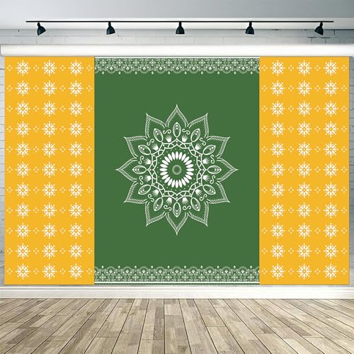 Party Baazaar Backdrop for Pooja | Ganpati Decoration Background | House Warming Decoration Backdrop (Pack of 1, Multicolor, Size: 8x5 Feet) - Image 1