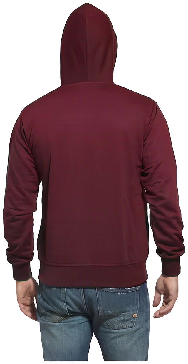 REYA Full Sleeve Solid Men Hood with Zipper Jacket (L-Size)-Maroon - Image 2