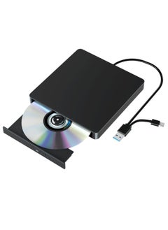 External DVD Drive, Portable USB 3.0 & Type C DVD CD Burner, External Optical Drive for Laptop, PC, MacBook, iMac, Windows 11/10/8/7/XP/Linux/Mac OS