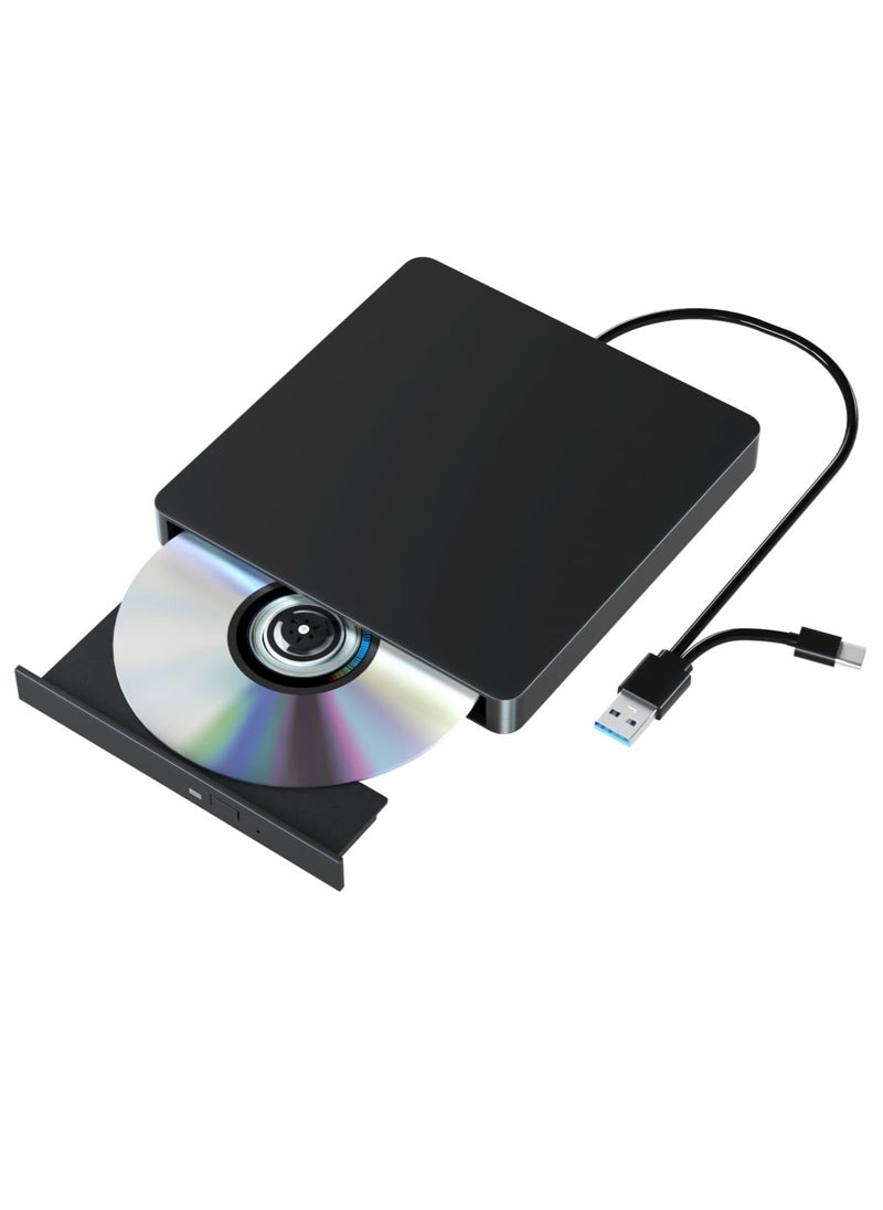 Generic - External DVD Drive, Portable USB 3.0 & Type C DVD CD Burner, External Optical Drive for Laptop, PC, MacBook, iMac, Windows 11/10/8/7/XP/Linux/Mac OS - Image 1