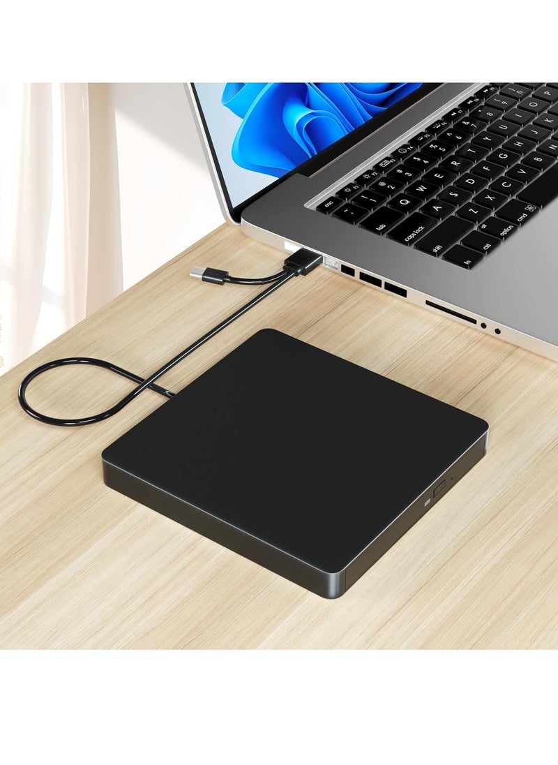 Generic - External DVD Drive, Portable USB 3.0 & Type C DVD CD Burner, External Optical Drive for Laptop, PC, MacBook, iMac, Windows 11/10/8/7/XP/Linux/Mac OS - Image 1