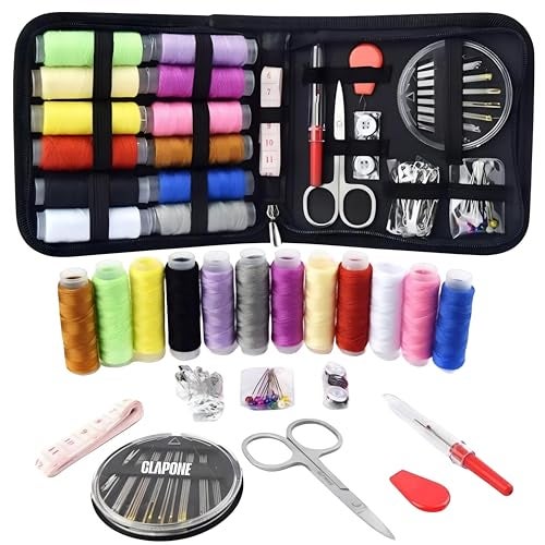 CLAPONE 72 Pcs Sewing kit Box Tailoring Accessories Sui Dhaga Kit/Thread Box Set for Sewing Machine/Needle Threader Tool/Needles/Threads, Scissors/Buttons/Scissors/Tape/Travel/Stitching Items Box for Home - Image 1