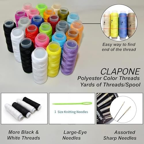 CLAPONE 72 Pcs Sewing kit Box Tailoring Accessories Sui Dhaga Kit/Thread Box Set for Sewing Machine/Needle Threader Tool/Needles/Threads, Scissors/Buttons/Scissors/Tape/Travel/Stitching Items Box for Home - Image 3