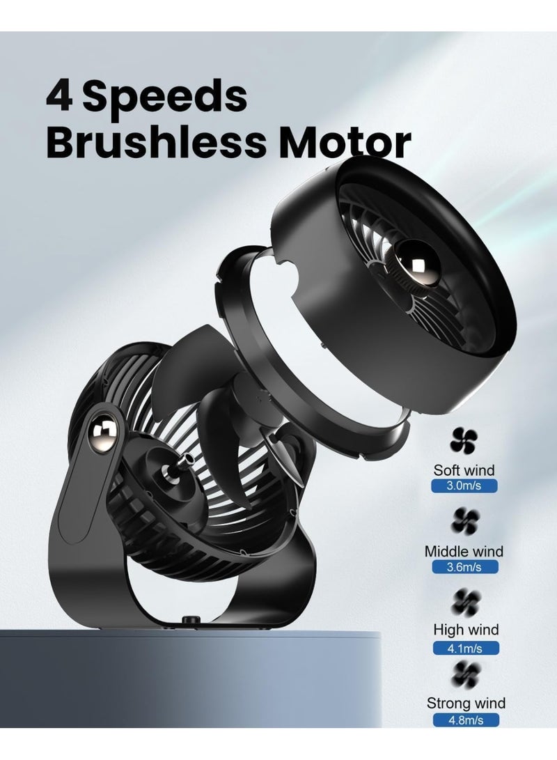Desk Fan, 6 Inch Quiet Air Circulator Fan, 4 Speeds with Strong Airflow, 270° Rotate Portable Fan For Bedroom Home Office Desktop Travel - Image 4