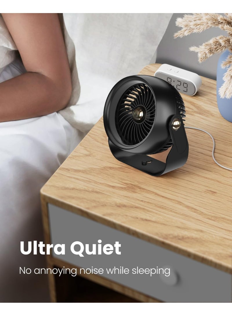 Desk Fan, 6 Inch Quiet Air Circulator Fan, 4 Speeds with Strong Airflow, 270° Rotate Portable Fan For Bedroom Home Office Desktop Travel - Image 5