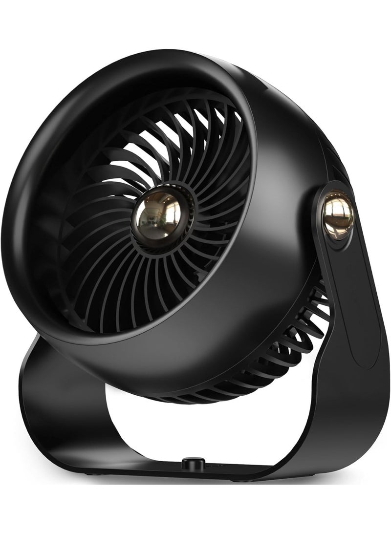 Desk Fan, 6 Inch Quiet Air Circulator Fan, 4 Speeds with Strong Airflow, 270° Rotate Portable Fan For Bedroom Home Office Desktop Travel - Image 1