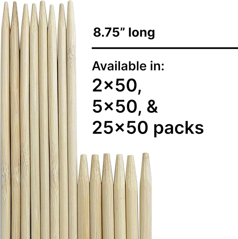KingSeal Bamboo Wood Corn Dog Skewers, Sticks, 8.75 Inches x 5 mm Diameter, Blunt Point for Safety, Retail Pack - 2 Bags of 50 Skewers (100 Count) - Image 2