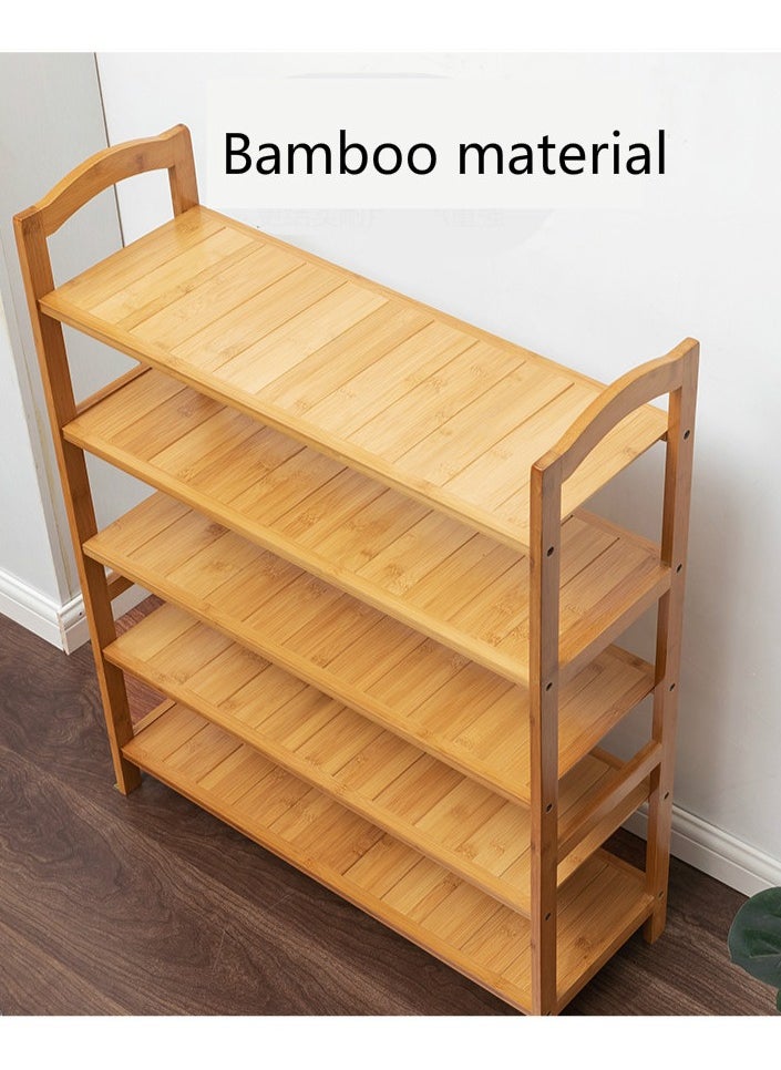 Roman Gifts - 5 tier Bamboo Multi Functional Shoe Storage Organizer Rack with Handle and Shelves for Living Room Entryway Hallway and Cloakroom - Image 1