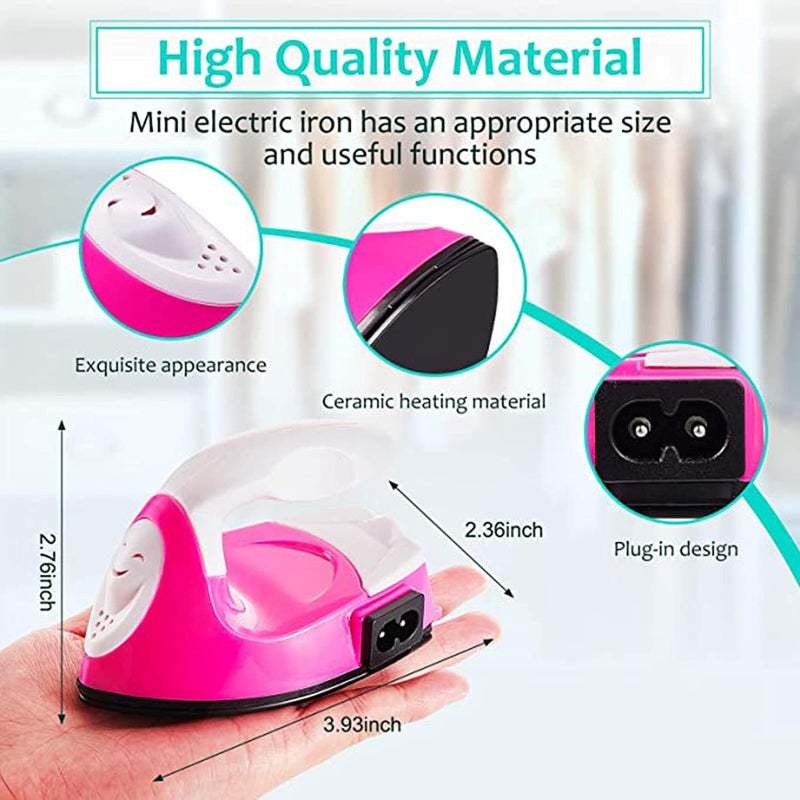 KASTWAVE Mini Craft Iron, Mini Heat Press Mini Iron Portable Handy Heat Press Small Iron with Charging Base Accessories for Beads Patch Clothes DIY T-Shirts Shoes Heat Transfer Vinyl Projects (Pink) - Image 2