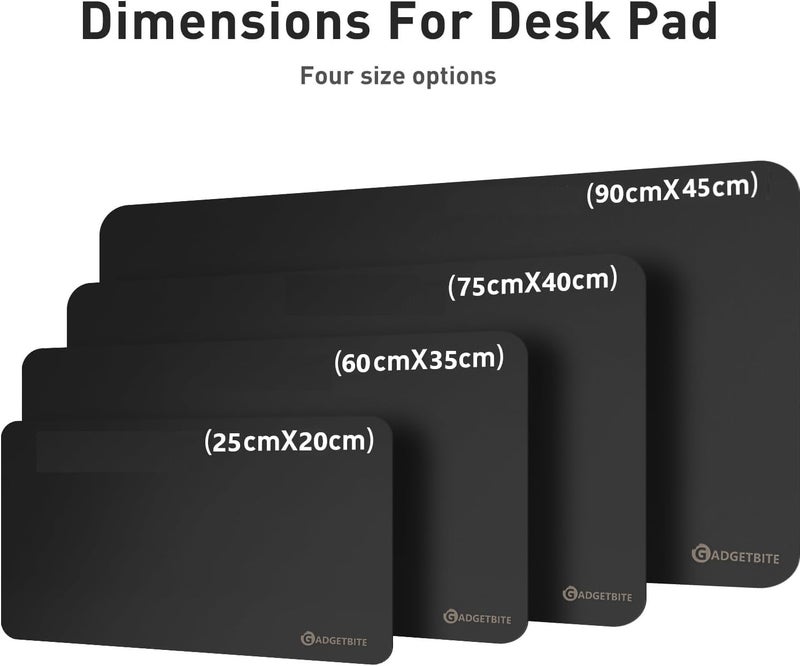 GadgetBite Mouse Pad Large Premium Vegan Leather Surface Desktop Mat Laptop Computer Mat for Home Office Smooth Surface for Comfortable Typing Writing and Gaming Pad (60 cm x 35 cm x 0.1 cm) - Black - Image 2