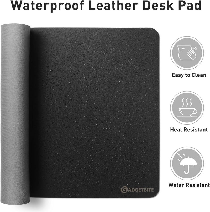 GadgetBite Mouse Pad Large Premium Vegan Leather Surface Desktop Mat Laptop Computer Mat for Home Office Smooth Surface for Comfortable Typing Writing and Gaming Pad (60 cm x 35 cm x 0.1 cm) - Black - Image 3