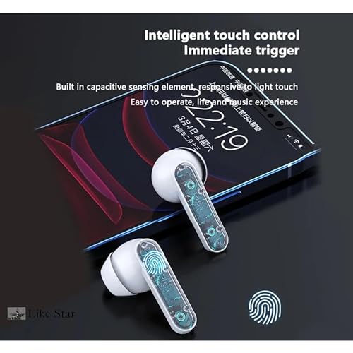 Like Star Butterfly TWS-Wireless Earphone, Bluetooth Earbuds with Transparent Design, 30 Hr Playtime with Fast Charging, Bluetooth 5.3 + ENC, 13mm HD BASS Drivers, IPX7 Sweat-Proof, Built-in Mic Blue - Image 4