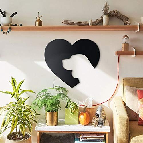 300Sparkles Heart Shape Labra Dog Face Wooden Wall Decor Hanging Frame For Home Living Room Pet House Decorative Item for Dogs Lover Friends and Family Black Style4 - Image 1