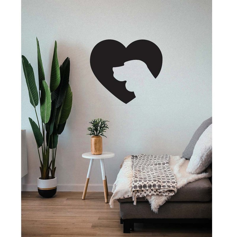 300Sparkles Heart Shape Labra Dog Face Wooden Wall Decor Hanging Frame For Home Living Room Pet House Decorative Item for Dogs Lover Friends and Family Black Style4 - Image 3