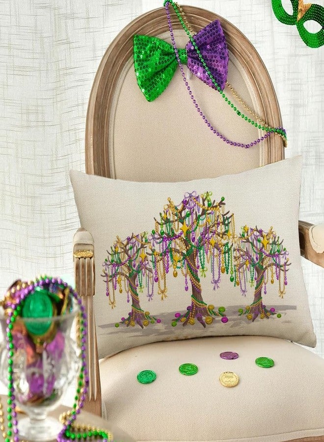 RABUSOFA Mardi Gras Pillow Cover 12x20 Inch Trees Beads Decorative Pillow Case Holiday Decorations for Home Sofa Couch - Image 3