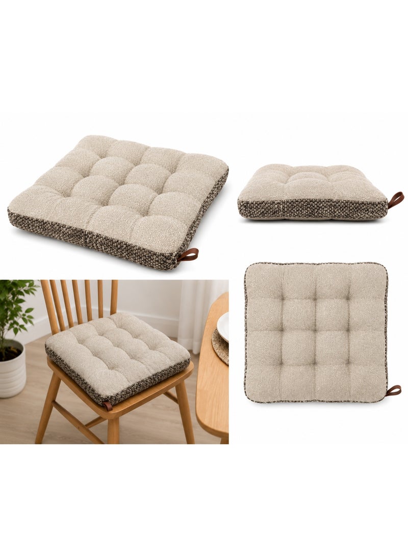 Square Padded Chair Cushion with Comfortable Design in Beige - Image 3