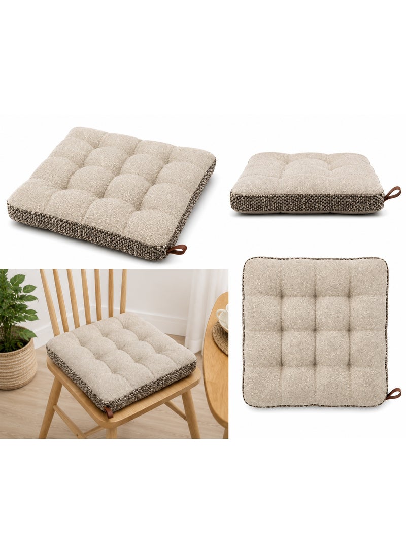 Square Padded Chair Cushion with Comfortable Design in Beige - Image 2