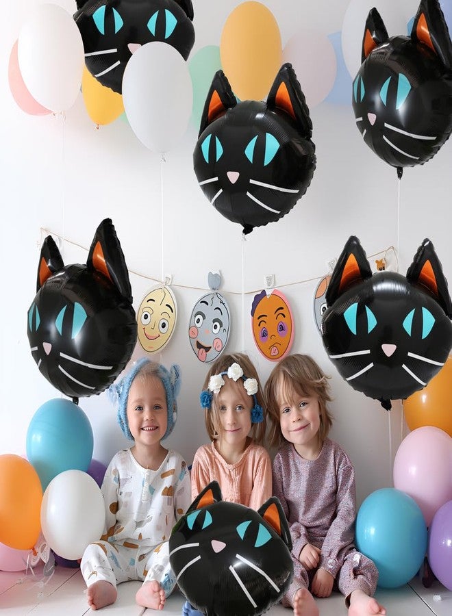 Deermon 6 Pack Black Cat Head Animal Pet Foil Balloon, Giant Eye-catching Black Cat Meow Kitten Balloons Kids Halloween Props Halloween Birthday Baby Shower Party Decorations Supplies - Image 4