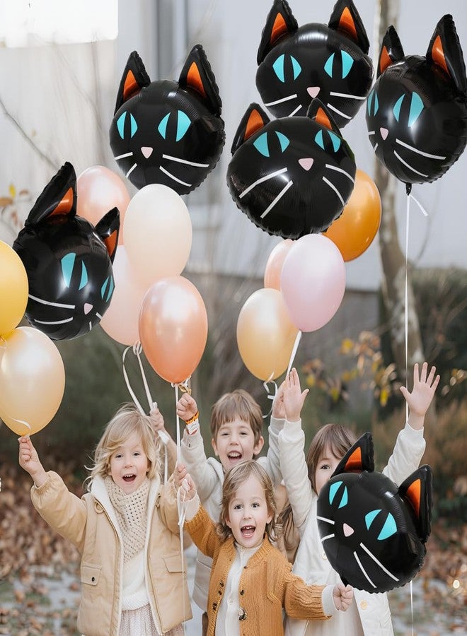 Deermon 6 Pack Black Cat Head Animal Pet Foil Balloon, Giant Eye-catching Black Cat Meow Kitten Balloons Kids Halloween Props Halloween Birthday Baby Shower Party Decorations Supplies - Image 2