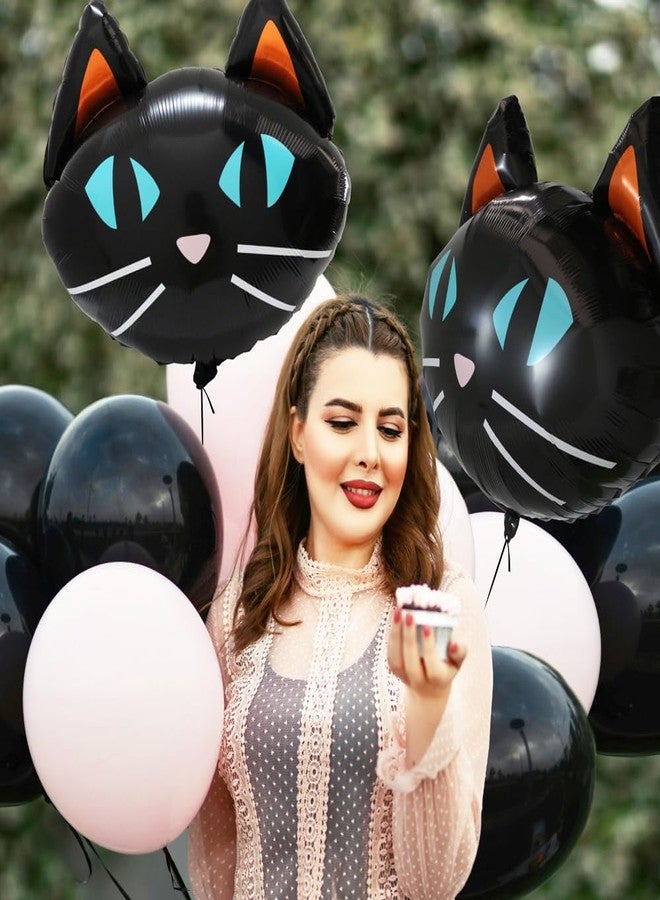 Deermon 6 Pack Black Cat Head Animal Pet Foil Balloon, Giant Eye-catching Black Cat Meow Kitten Balloons Kids Halloween Props Halloween Birthday Baby Shower Party Decorations Supplies - Image 3