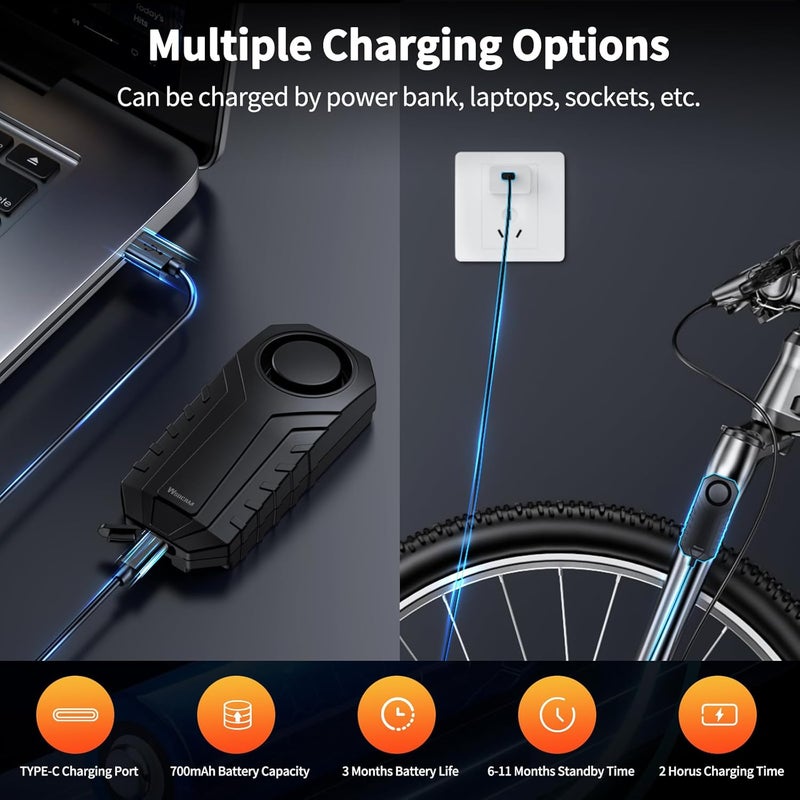 WSDCAM Wireless Bike Alarm System with Remote - Image 4