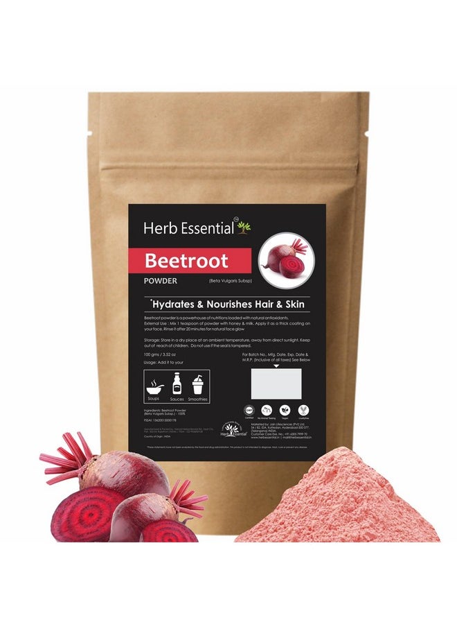 Herb Essential - Beetroot Powder For Skin & Hair, 100 G | 100% Natural Powder | Hydrates & Nourishes Hair & Skin - Image 1