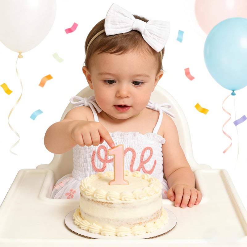 TITKKOP Baby Girl 1st Birthday Clothes One Year Old Tulle Romper Sleeveless Bodysuit Cake Smash Outfits(white-white flower,12-18M) - Image 2