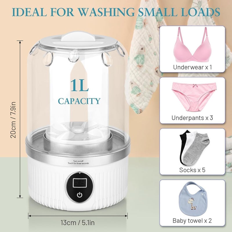Fejytor Underwear Washer, Portable Mini Washing Machine, 2025 Upgraded Mini Washings Machines, Rechargeable Cordless Washing-Machine, Laundry Cup for Bra, Underwear, Socks (white) - Image 5
