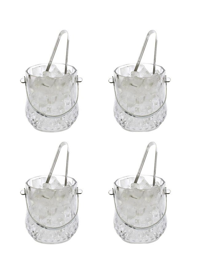 1st Time Ice Bucket with Handle for Bar, Restaurants, Home & Café, Clear, 13.5 x 13.5 x 13.5 CM, 1000 Ml, Pack of 4- J12 - Image 1