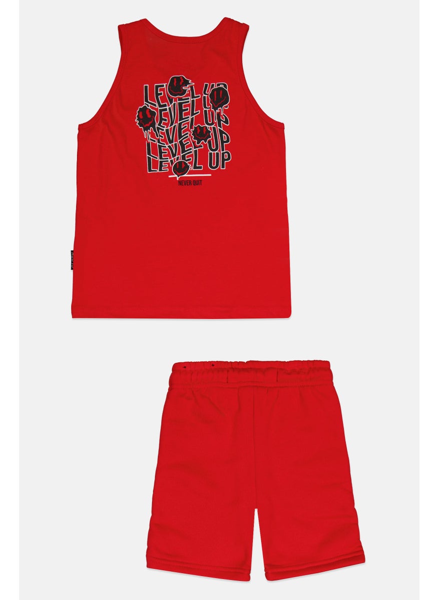brooklyn Toddlers Boy 2 Pieces Graphic Print T-Shirt And Shorts Set, Red  - Image 2