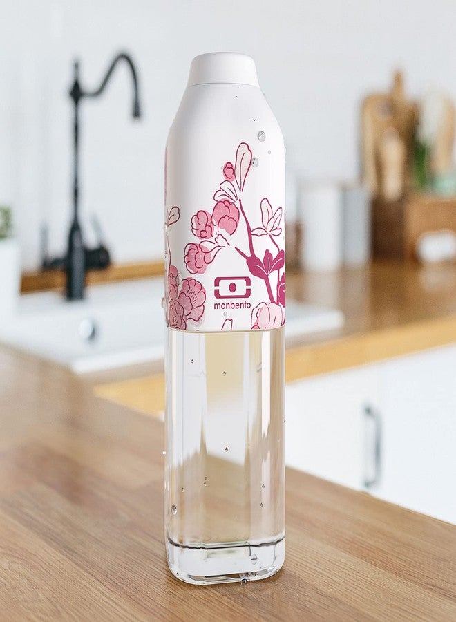 monbento - Clear Reusable Water Bottle MB Positive M graphic Magnolia - 17 floz Compact, Leakproof BPA Free Water Bottle Perfect for Work, Travel, Sport, Picnic - - Pink Flowers - Image 5