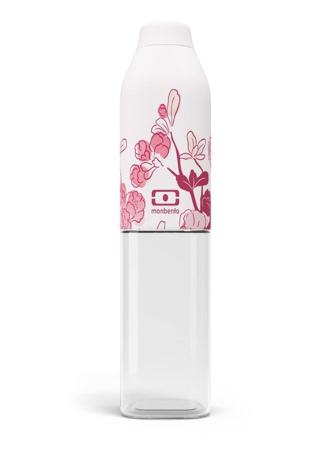 monbento - Clear Reusable Water Bottle MB Positive M graphic Magnolia - 17 floz Compact, Leakproof BPA Free Water Bottle Perfect for Work, Travel, Sport, Picnic - - Pink Flowers - Image 1