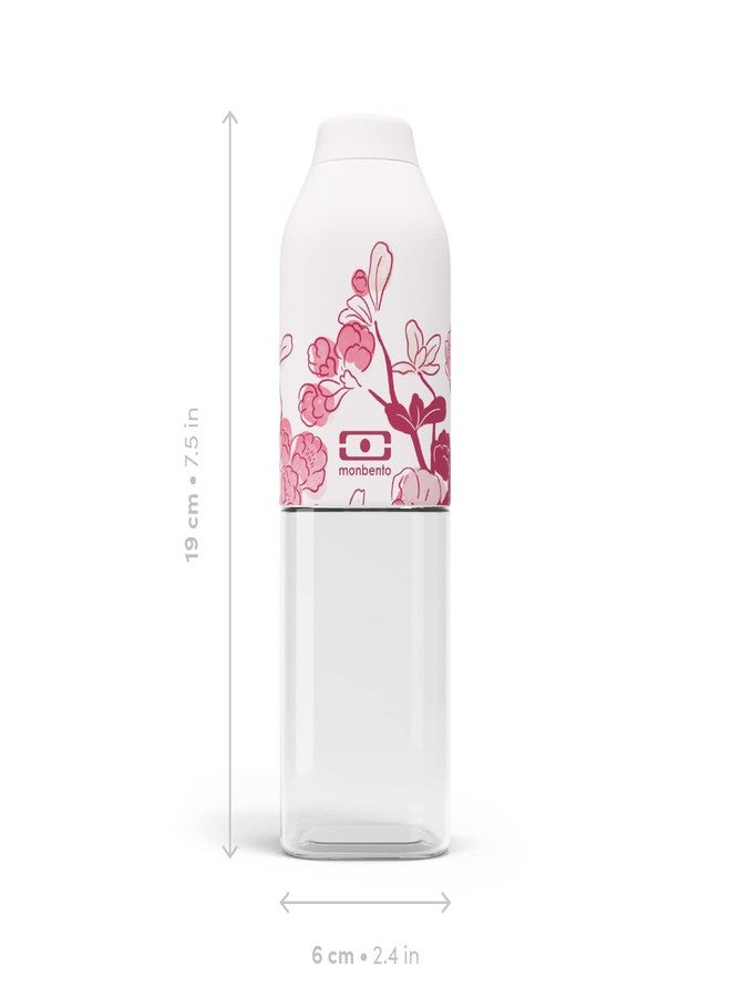 monbento - Clear Reusable Water Bottle MB Positive M graphic Magnolia - 17 floz Compact, Leakproof BPA Free Water Bottle Perfect for Work, Travel, Sport, Picnic - - Pink Flowers - Image 3