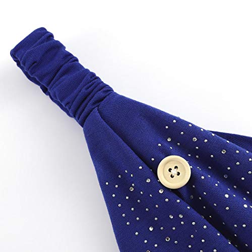 Bohend Boho Button Headband Wide Stretchy Daily Use Knotted Headwear Sport Athletic Yoga Gym Rhinestone Crystal Hair Accessories for Women and Girls(3pcs) (F) - Image 4