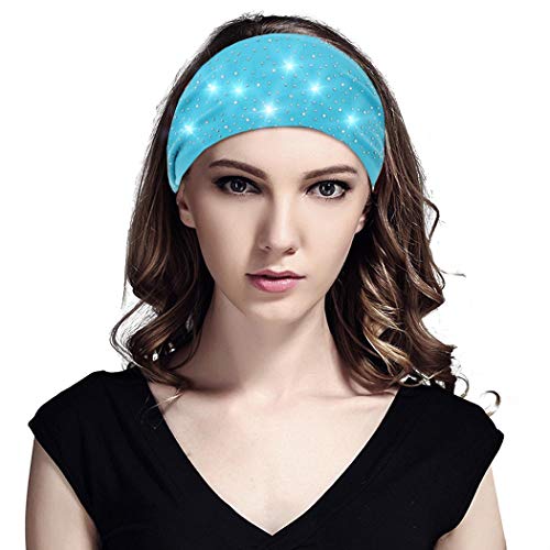Bohend Boho Button Headband Wide Stretchy Daily Use Knotted Headwear Sport Athletic Yoga Gym Rhinestone Crystal Hair Accessories for Women and Girls(3pcs) (F) - Image 2