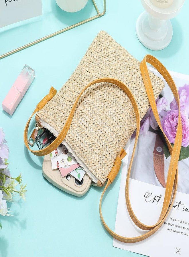 CABODYALS Woven Straw with Adjustable Leather Handles Straps Metal Zipper Beach Bucket Shape Purses Tote Bag Crossbody Shoulder Bags for Women Summer Casual Vacation Travel Daily Work Use Satchel - Image 3